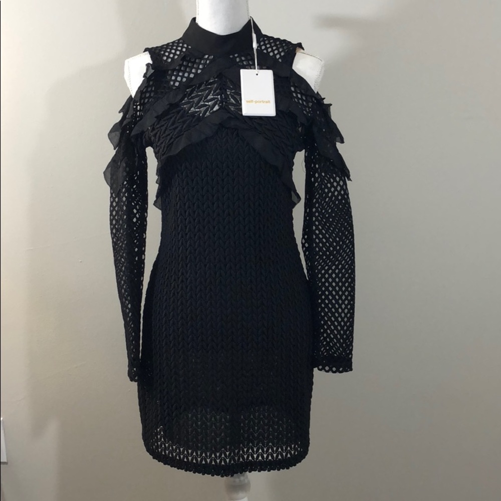 SELF-PORTRAIT PURL KNIT COMBI COCKTAIL DRESS - Picture 5 of 7